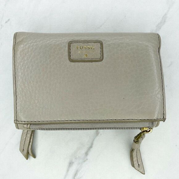 Fossil Gray Small Leather Wallet Billfold Card Holder Wallet Billfold - Picture 1 of 12